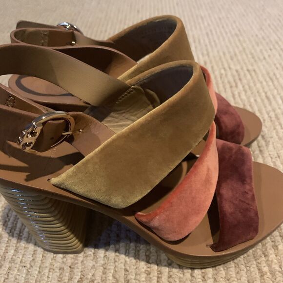Tory Burch Velvet Color Block Slingback Sandals Size 6M - Picture 3 of 9